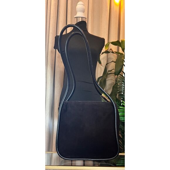 Gucci Black & Brown Suede Shoulder Bag With Leather Trim & Double Handles - Picture 3 of 12